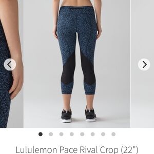 lululemon athletica Cropped Pace Leggings in Daisy Dust Illuminight and Black